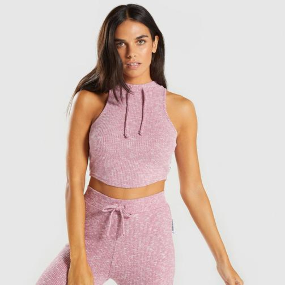 Gymshark Slounge Crop Top - Dusky Pink Marl